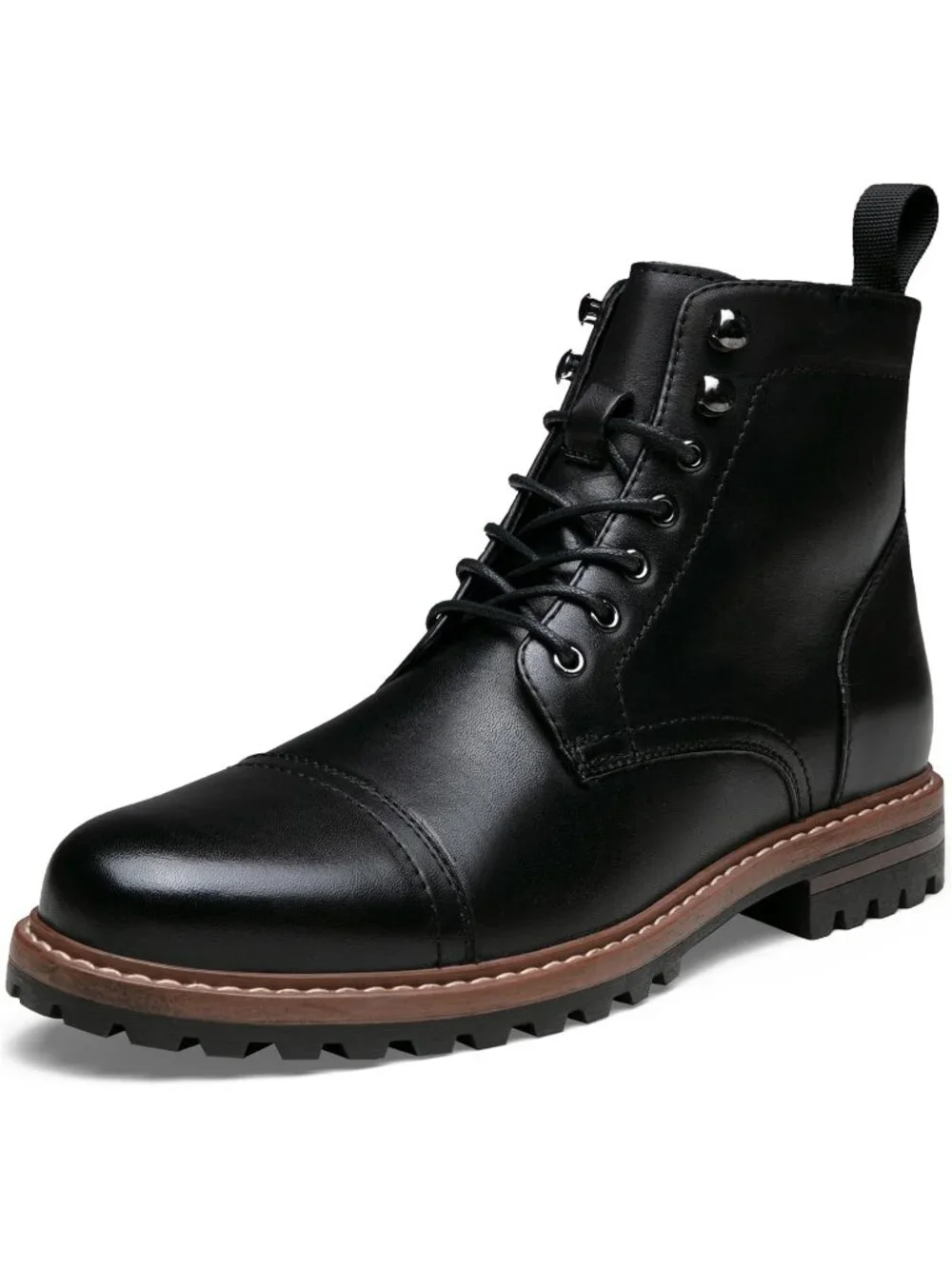 Men's Black Boots Premium Leather Cap Toe Casual Boots Chukka Dress Boots